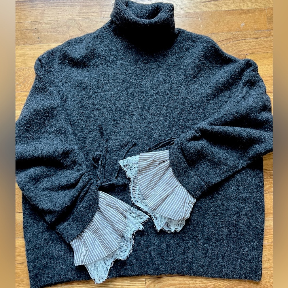 Cinq A Sept Atlas Turtleneck Sweater in Charcoal Grey